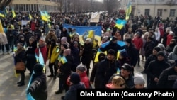 Проукраинский митинг в Новой Каховке в марте 2022 года
