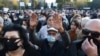 Armenians take part in a protest against the Moscow-brokered peace deal with Azerbaijan on November 13, 2020 in Yerevan's Freedom Square.