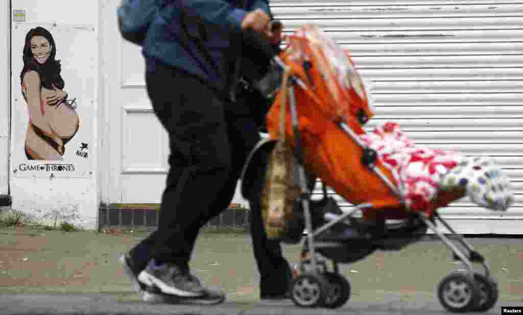 Граффити в Лондоне на тему беременности Кейт Мидлтон&nbsp;