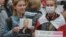 Protesters arrive to take part in a rally to support detained opposition activist Maryya Kalesnikava in Minsk on September 8, 2020.