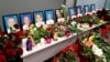 A memorial in Ukraine's Boryspil International Airport to the nine crew members of the Ukraine International Airlines Boeing 737-800 plane that crashed in Iran on January 8, 2020.