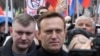 Russian opposition figure Aleksei Navalny participates in a February 29, 2020 march in Moscow in honor of slain opposition politician Boris Nemtsov. 