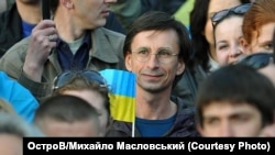 Юрий Шаповалов на проукраинском митинге в Донецке 17 апреля 2014 года